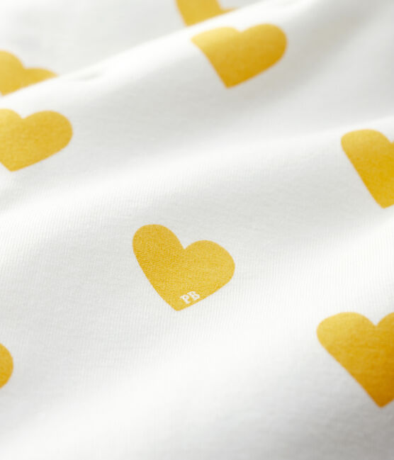 Lange set met gele hartjes babymeisje van biologisch katoen wit MARSHMALLOW/geel OCRE