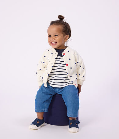 Katoenen babyjasje met stippenprint in collegestijl