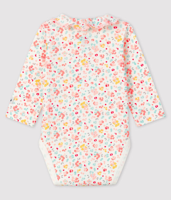 Body fleuri à col bébé fille en côte blanc MARSHMALLOW/blanc MULTICO