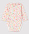 Body fleuri à col bébé fille en côte blanc MARSHMALLOW/blanc MULTICO
