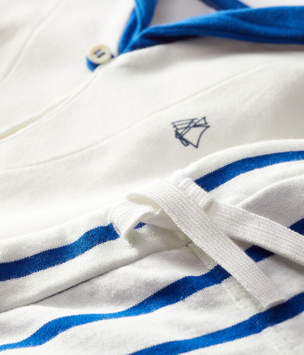 Ensemble deux pi&egrave;ces b&eacute;b&eacute; gar&ccedil;on blanc/bleu