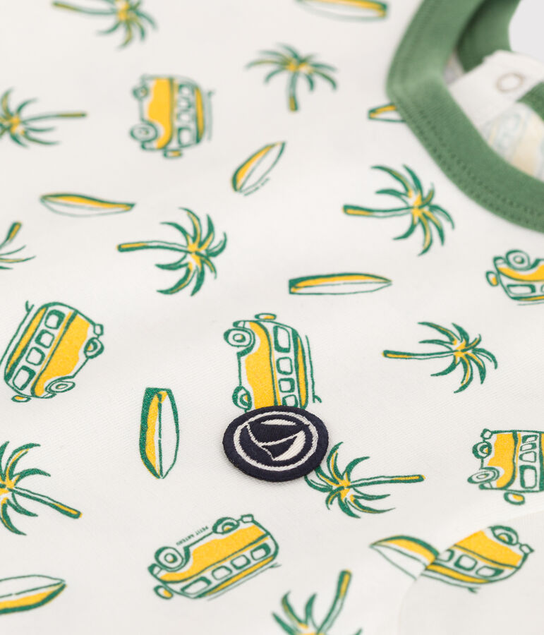 Combicourte b&eacute;b&eacute; en coton manches courtes, imprim&eacute;e surf blanc/multicouleur