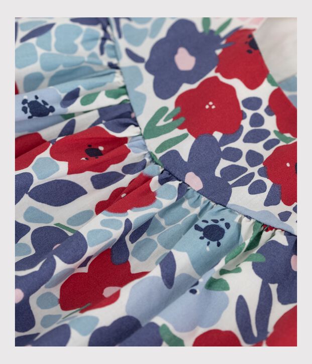 Blouse b&eacute;b&eacute; en coton sans manches en coton imprim&eacute;e fleurs blanc/multicouleur