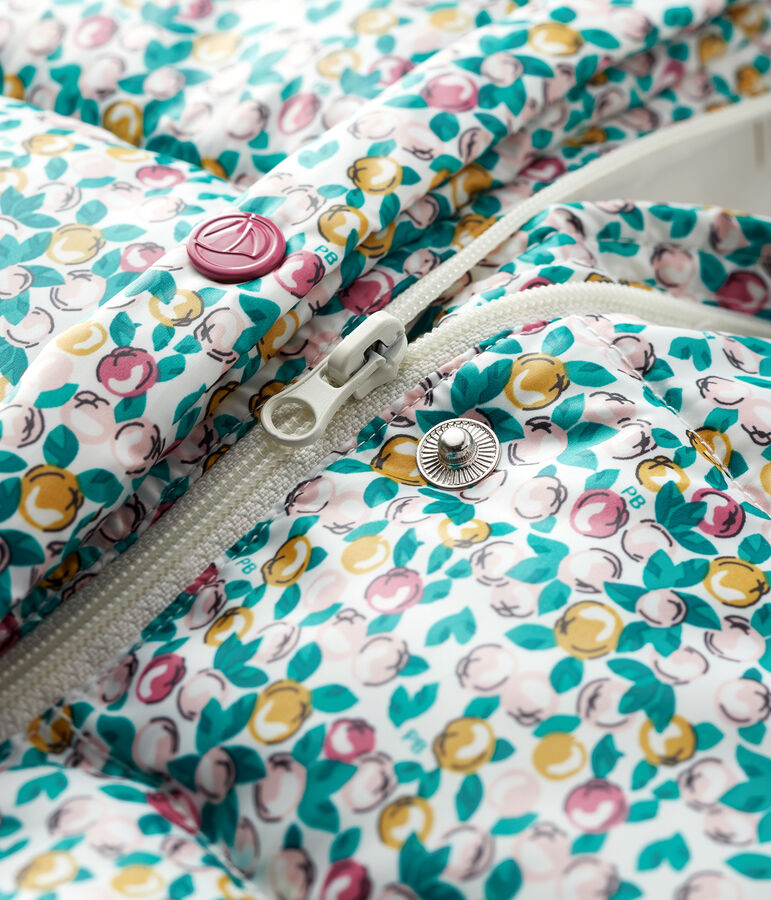 Gecapitonneerde donsjas baby meisje wit MARSHMALLOW/wit MULTICO