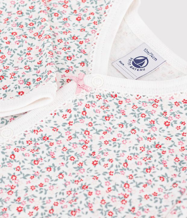 Pyjama b&eacute;b&eacute; en coton sans pieds imprim&eacute; &agrave; fleurs blanc/multicouleur