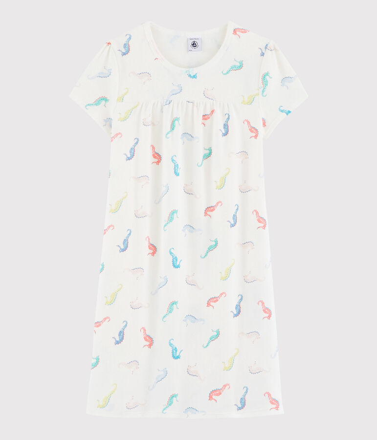 Katoenen nachthemd verkleedset wit/multicouleur