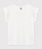 Katoenen T-shirt met korte mouwen voor meisjes wit MARSHMALLOW