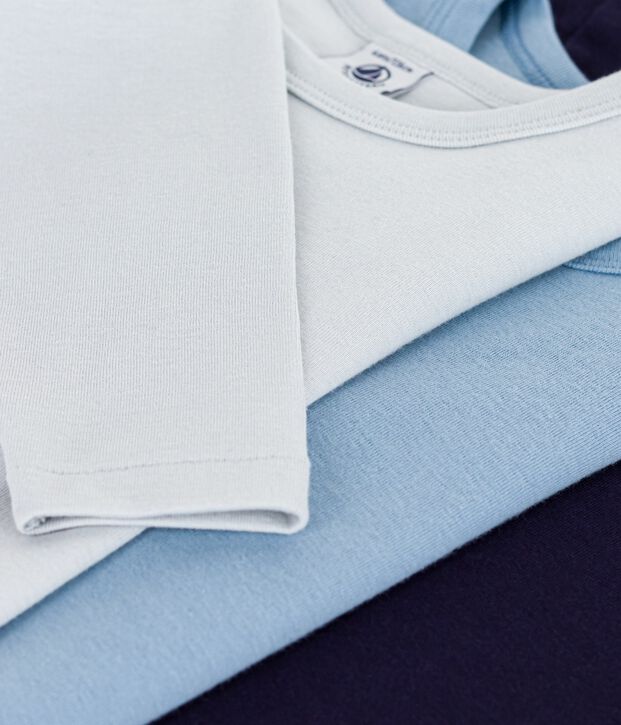 Setje met effen katoenen T-shirts met lange mouwen voor kinderen multicouleur