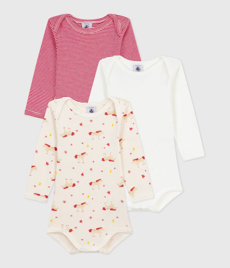 Lot de bodies manches longues en coton imprim&eacute; b&eacute;b&eacute; multicouleur
