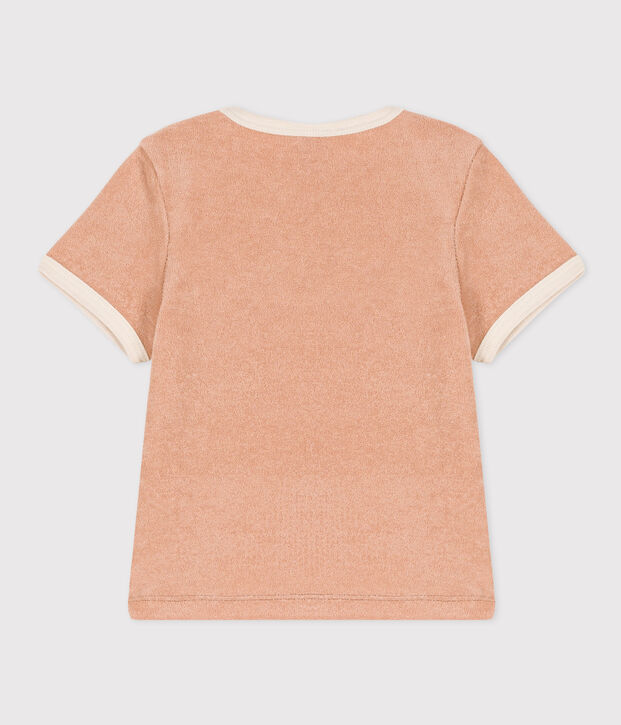 T-shirt met korte mouwen in boucl&eacute;badstof voor baby's beige
