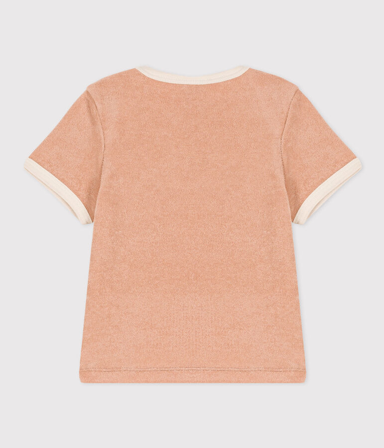 Tee-shirt manches courtes b&eacute;b&eacute; en bouclette &eacute;ponge beige