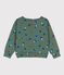 Sweater met print in molton voor jongens groen VALLEE/ecru MULTICO