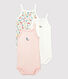 Lot de 3 bodies fleuris bretelles bébé en coton