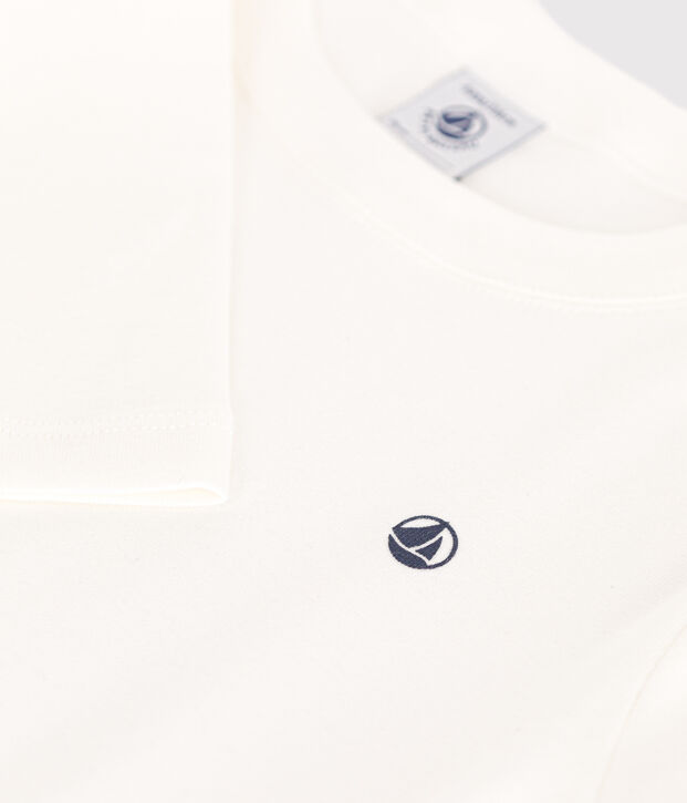 T-shirt met lange mouwen van ribstof voor jongens/meisjes wit