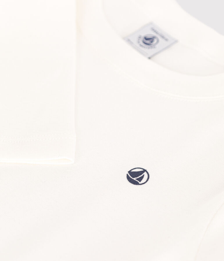 T-shirt met lange mouwen van ribstof voor jongens/meisjes wit