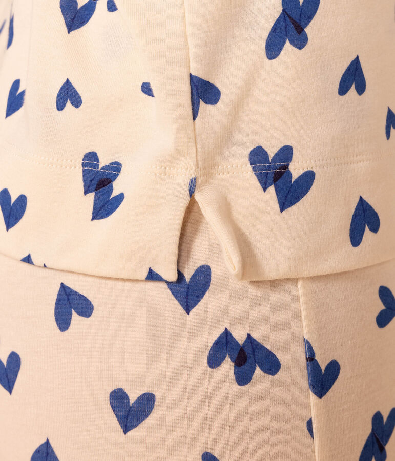 Damespyjama met hartjes van katoen ecru/multicouleur