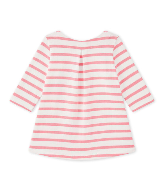 Robe bébé fille rayée blanc MARSHMALLOW/rose PETAL