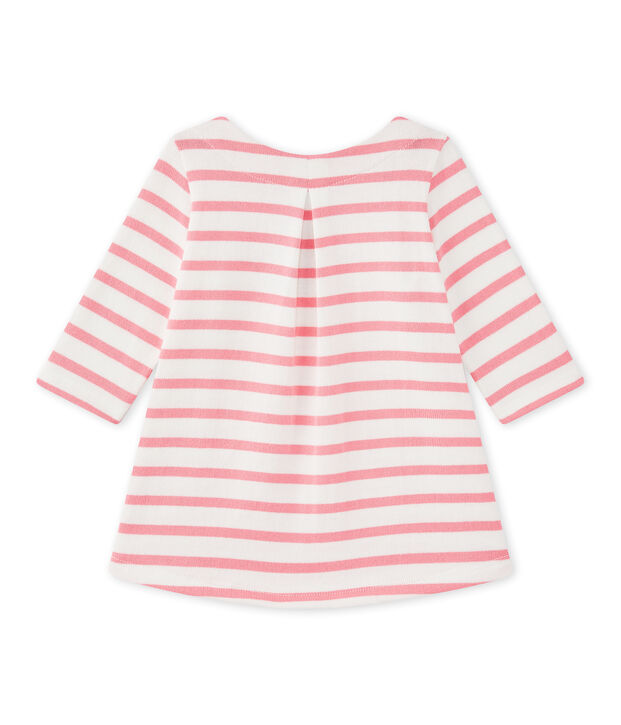 Robe b&eacute;b&eacute; fille ray&eacute;e blanc/rose