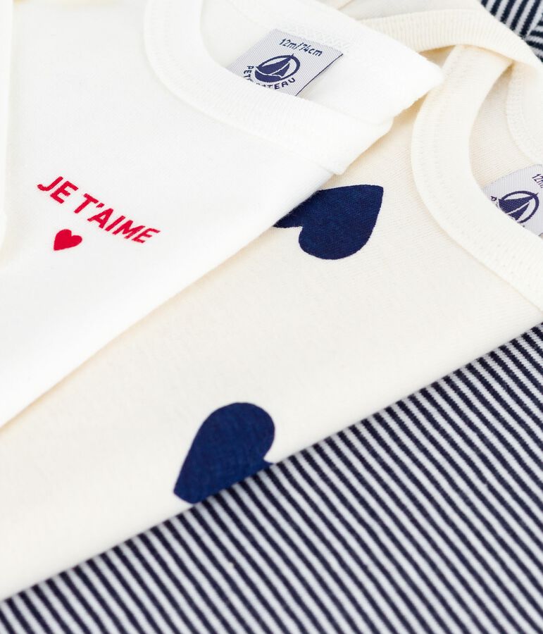 Lot de bodies manches longues en coton imprim&eacute; c&oelig;urs b&eacute;b&eacute; multicouleur