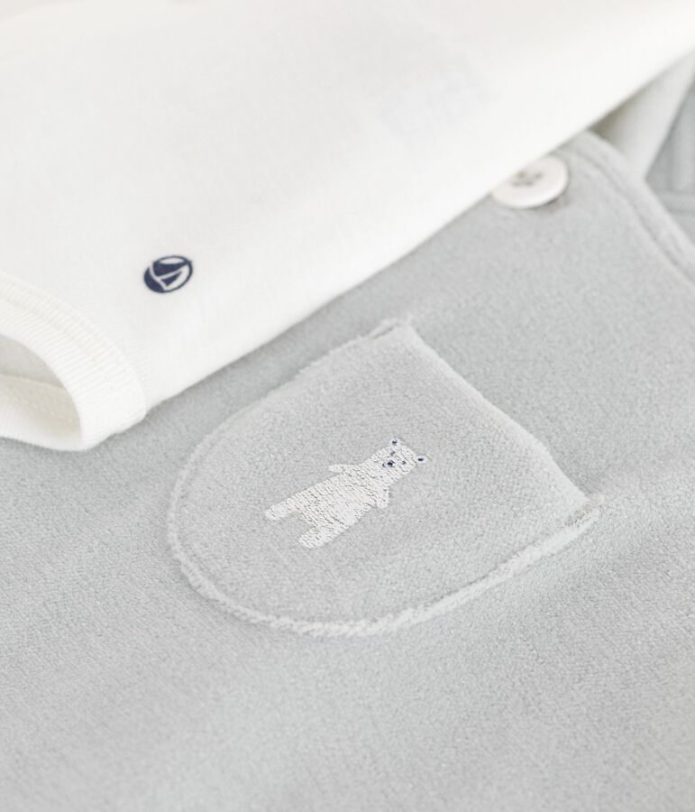 Ensemble salopette b&eacute;b&eacute; en coton uni et d&eacute;tails raffin&eacute;s CO2/ MARSHMALLOW