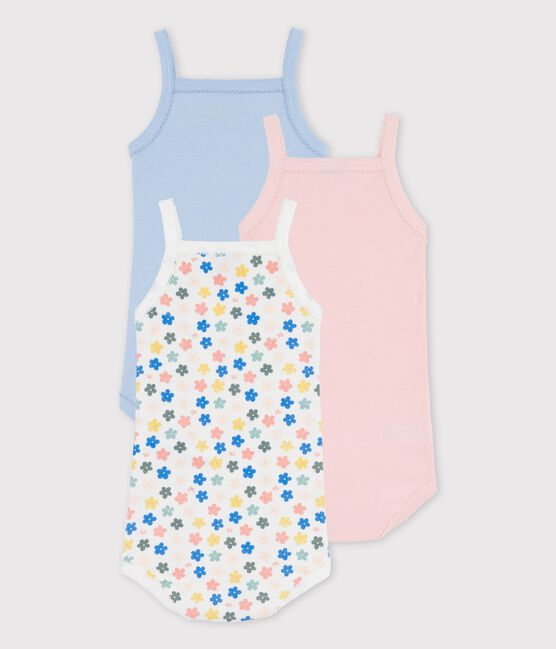 Lot de 3 bodies fleuris bretelles bébé en coton variante 1