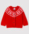 Cardigan 100% laine bébé rouge TERKUIT/blanc MARSHMALLOW
