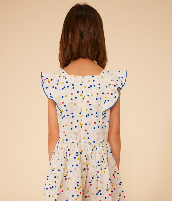 Popeline jurk zonder mouwen met print voor meisjes wit MARSHMALLOW/wit MULTICO