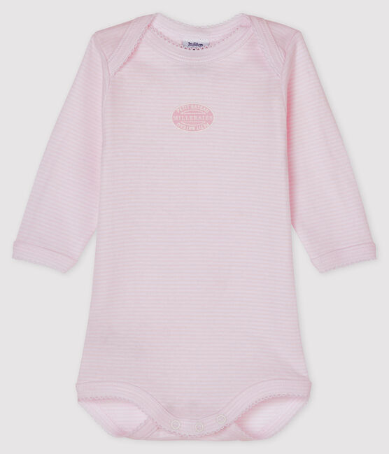Body manches longues bébé fille rose VIENNE/blanc ECUME