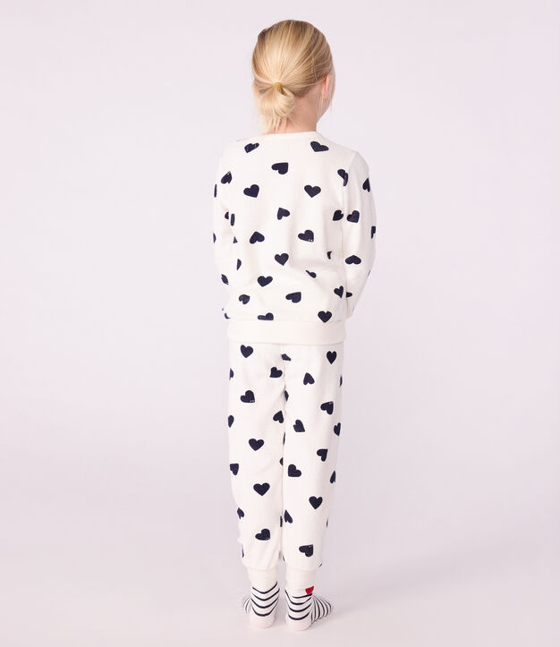 Pyjama enfant en coton &eacute;ponge imprim&eacute; c&oelig;urs bleu/bleu