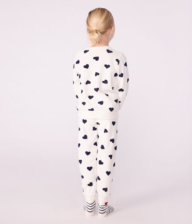 Pyjama enfant en coton &eacute;ponge imprim&eacute; c&oelig;urs bleu/bleu
