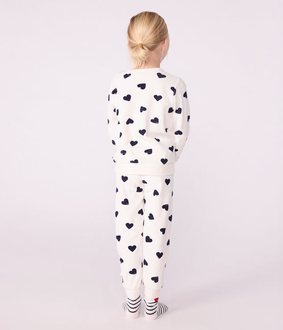 Pyjama enfant en coton éponge imprimé cœurs bleu MILK/ SOIR