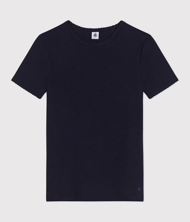 L'Iconique, effen katoenen T-shirt met kartelrandje voor dames SMOKING