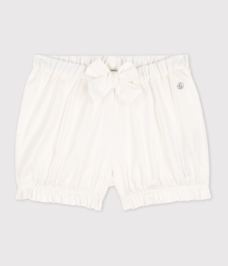 Culotte bloomer en satin soyeux b&eacute;b&eacute; fille blanc MARSHMALLOW/blanc MULTICO