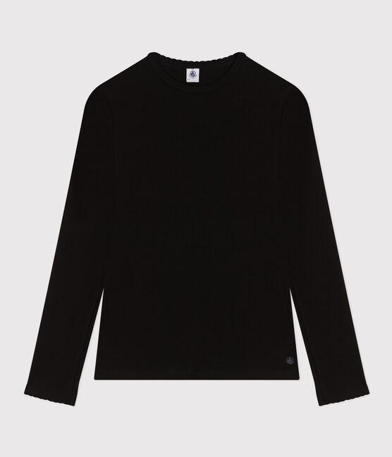 L'ICONIQUE, T-shirt voor dames met cocottesteek in katoen zwart NOIR