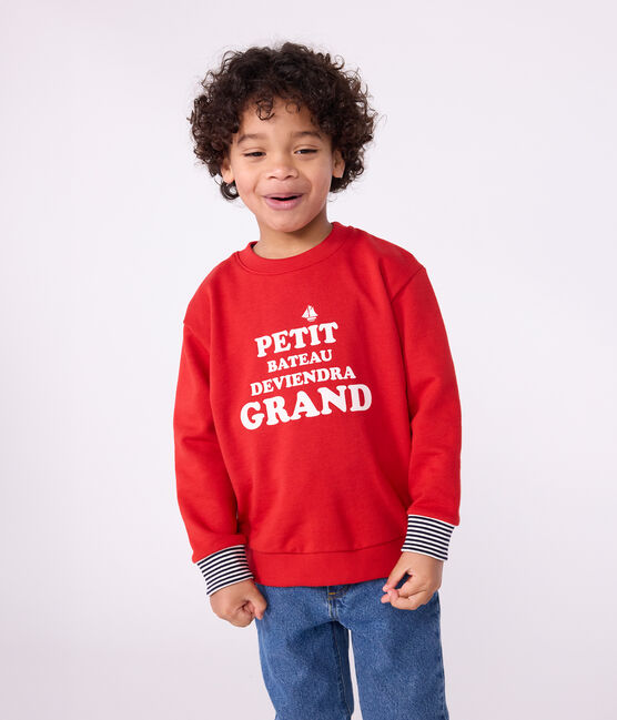 Katoenen sweatshirt met print voor kinderen rood POMPEI