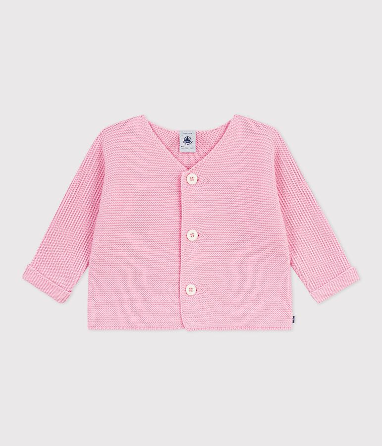 Gebreid katoenen vestje in ribbelsteek voor baby's roze
