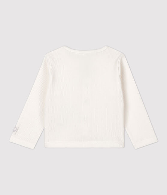 Cardigan bébé en côte 2x2 en coton biologique blanc MARSHMALLOW