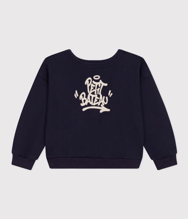 Sweatshirt en molleton enfant gar&ccedil;on bleu marine