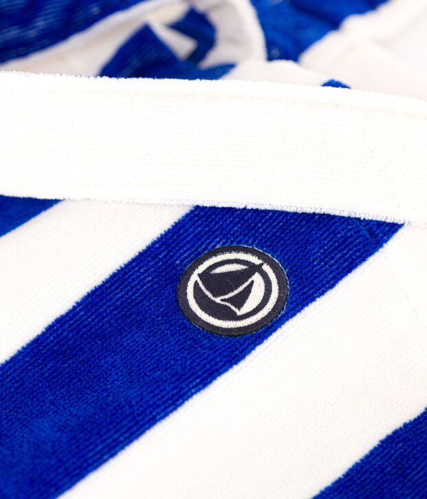 GESTREEPTE BOUCLETTE TERRY TAS VOOR DAMES blauw/wit