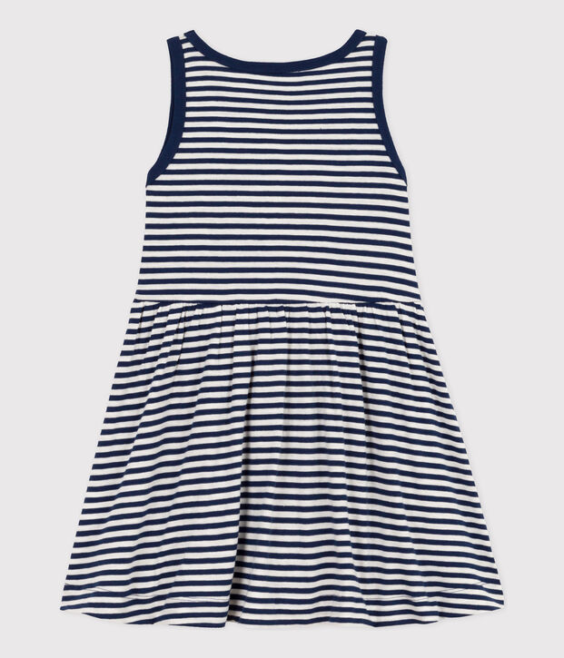 Gestreepte katoenen jurk zonder mouwen voor meisjes blauw/wit