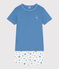 Pyjama short enfant en coton bleu ALASKA/blanc MARSHMALLOW