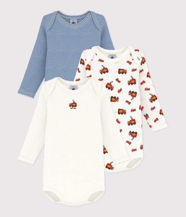 Setje van katoenen body's met lange mouwen en brandweermanprint voor baby's multicouleur