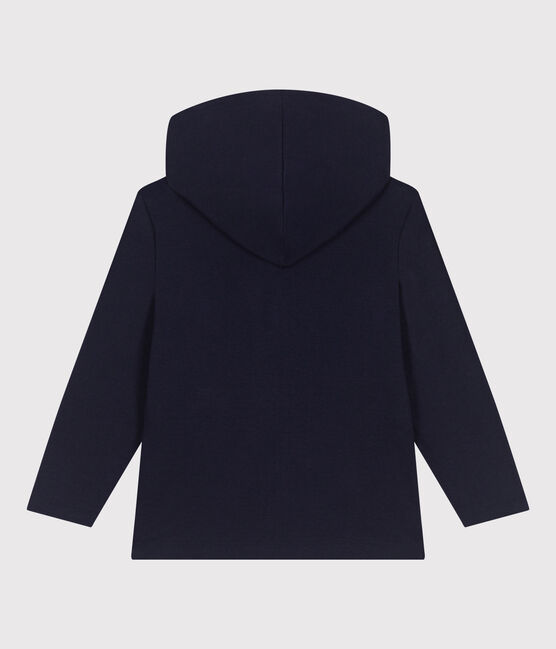 Effen katoenen sweatshirt met rits en kap voor kinderen blauw SMOKING