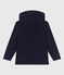 Effen katoenen sweatshirt met rits en kap voor kinderen blauw SMOKING