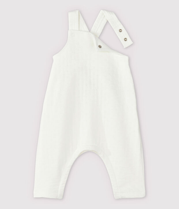 Salopette blanche b&eacute;b&eacute; en tubique en coton biologique blanc