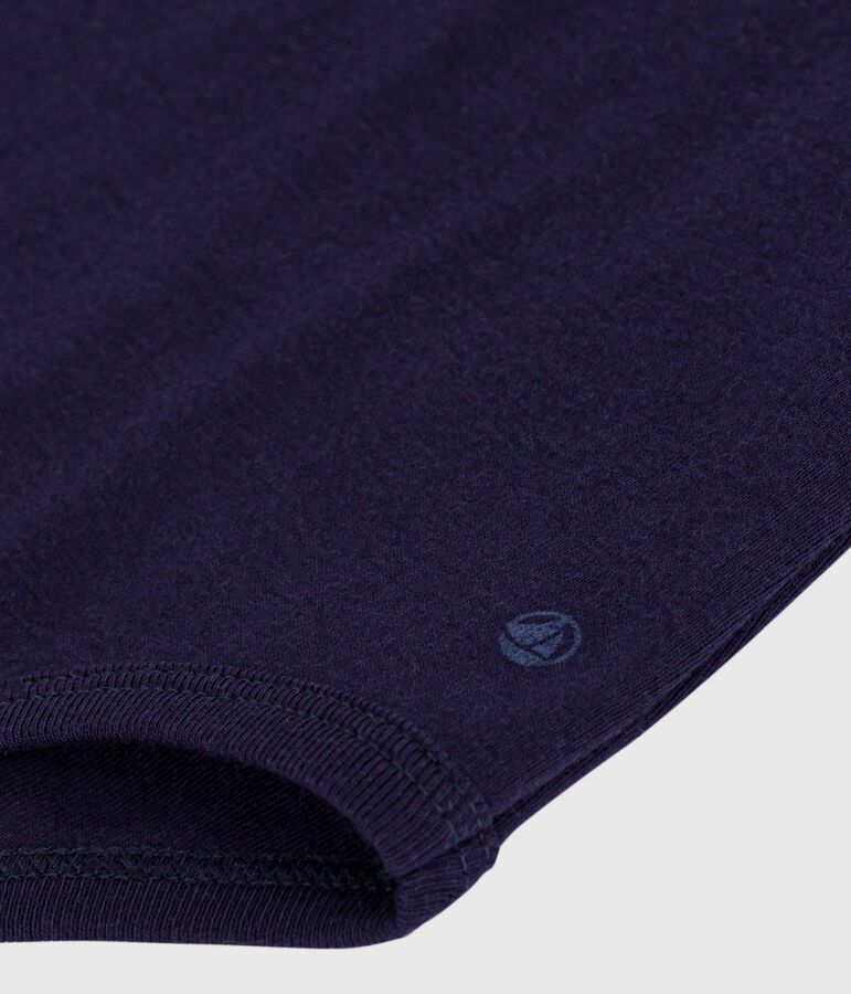 Effen katoenen babyrompertje met rolkraag blauw