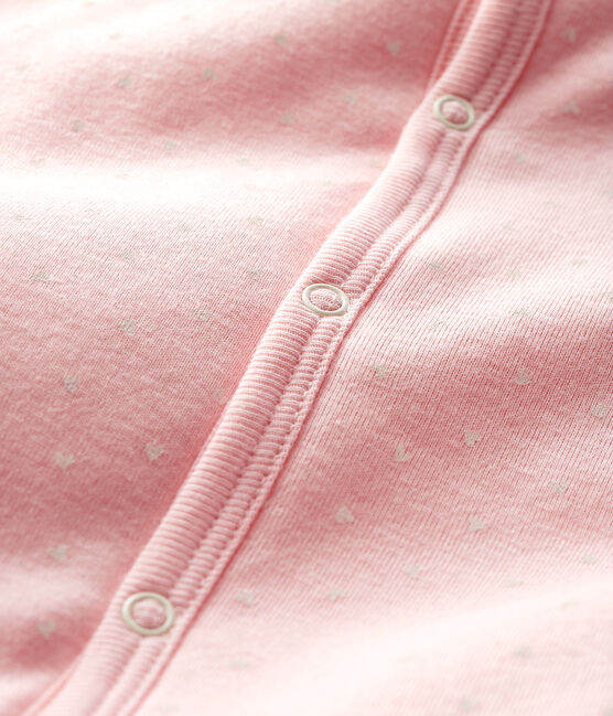 Dors-bien sans pieds bébé fille en côte ouatinée rose MINOIS/blanc MARSHMALLOW