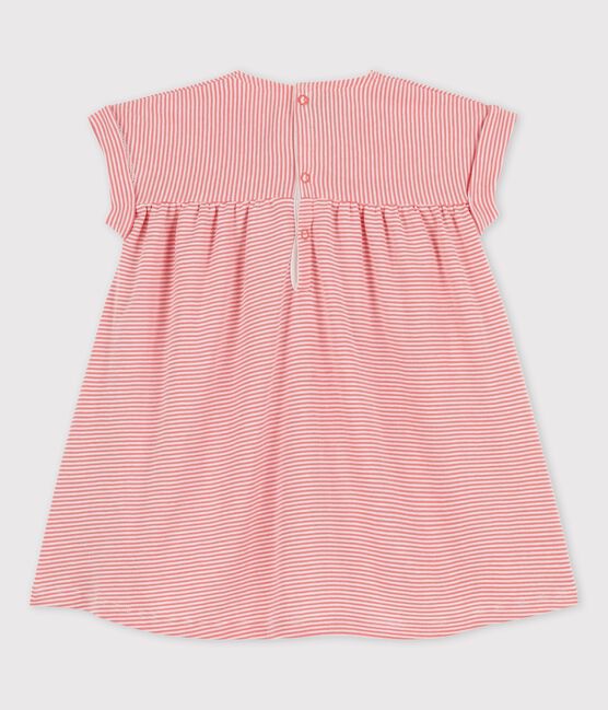 Robe manches courtes en coton bio bébé rose PAPAYE/ MARSHMALLOW