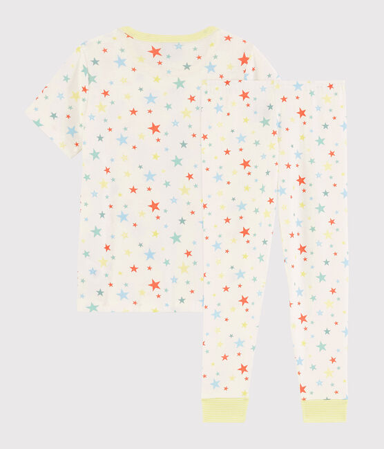 Kleurrijke pyjama met sterren van biologisch katoen voor jongetjes wit MARSHMALLOW/wit MULTICO