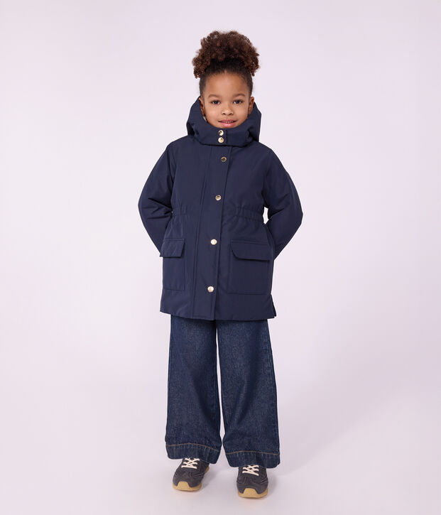 Parka enfant mi-longue unie bleu marine